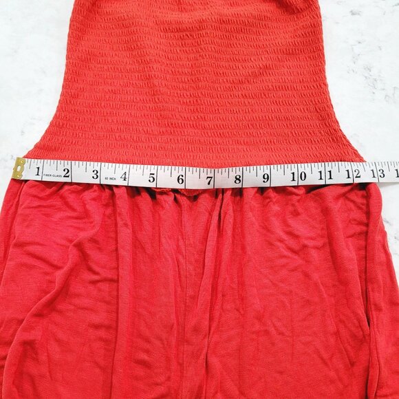 Womens Red Smocked Sleeveless Romper Size S - Picture 6 of 7
